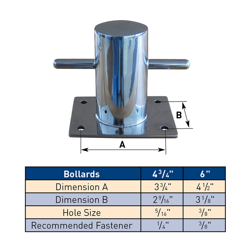 Dock Edge Stainless Steel Bollards - (2 sizes)