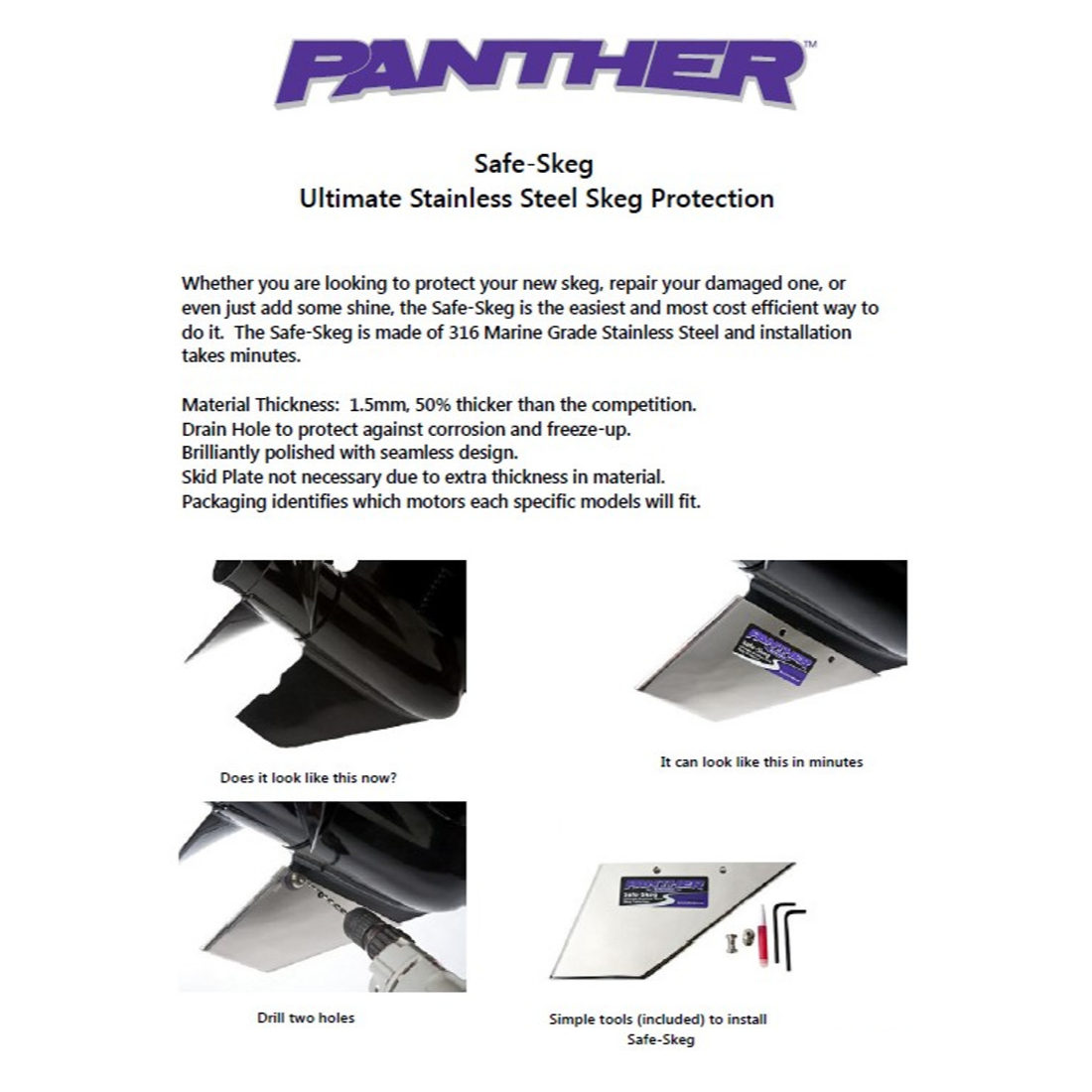 Panther Safe Skeg For Evinrude & Johnson 150-250 HP Safe Skeg 35SS670 ...